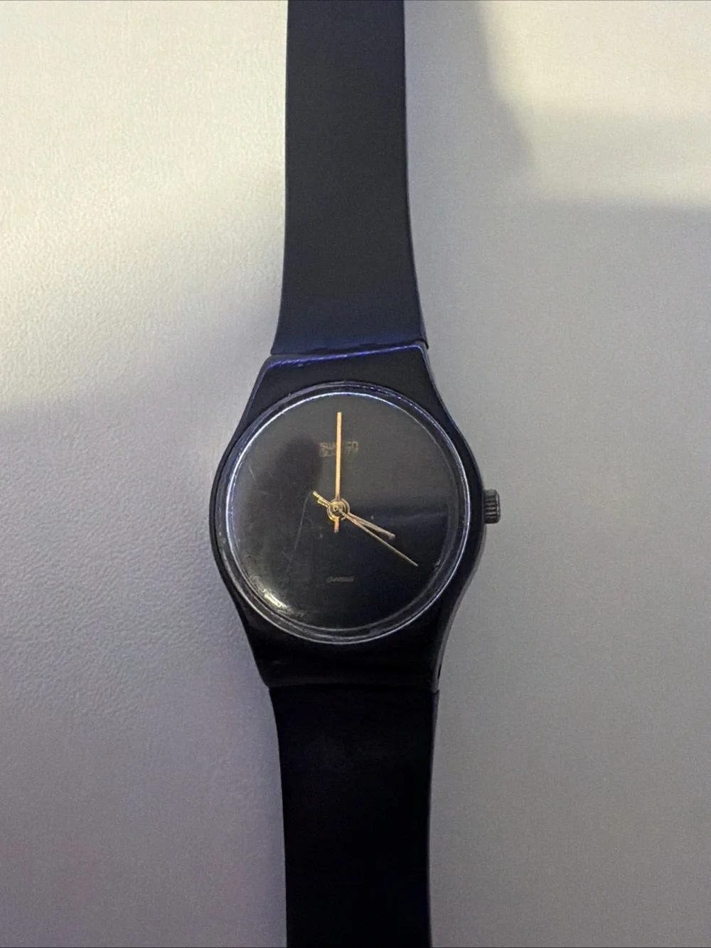 Vintage 1984 Swatch High Tech Mens Black Swiss (Most Likely Needs Battery)